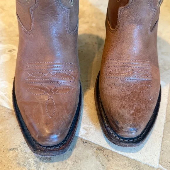 Girls Old West Brown Leather Boots (Size 10) - Picture 3 of 7